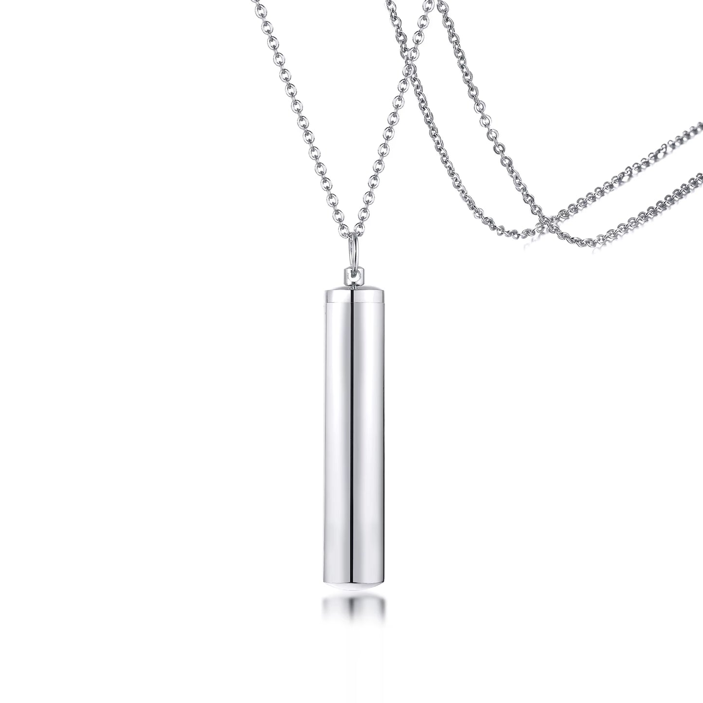 Vnox Memorial Jewelry,Cylinder Open Urn Pendant Necklace,Stainless Steel Cylinder Open Urn Pendant Necklace Steel Color Men'S