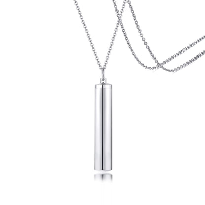 Vnox Memorial Jewelry,Cylinder Open Urn Pendant Necklace,Stainless Steel Cylinder Open Urn Pendant Necklace Steel Color Men'S