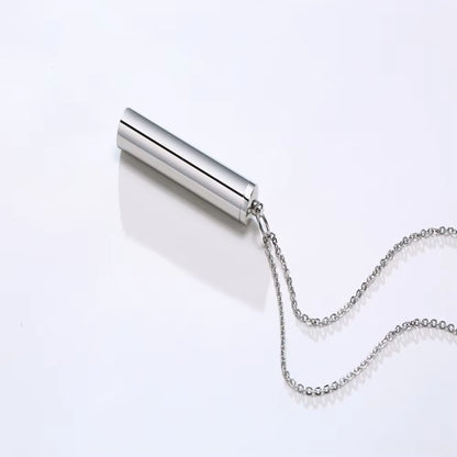 Vnox Memorial Jewelry,Cylinder Open Urn Pendant Necklace,Stainless Steel Cylinder Open Urn Pendant Necklace Steel Color Men'S