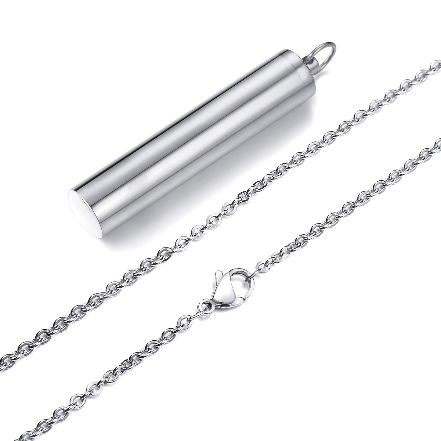 Vnox Memorial Jewelry,Cylinder Open Urn Pendant Necklace,Stainless Steel Cylinder Open Urn Pendant Necklace Steel Color Men'S