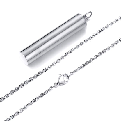 Vnox Memorial Jewelry,Cylinder Open Urn Pendant Necklace,Stainless Steel Cylinder Open Urn Pendant Necklace Steel Color Men'S