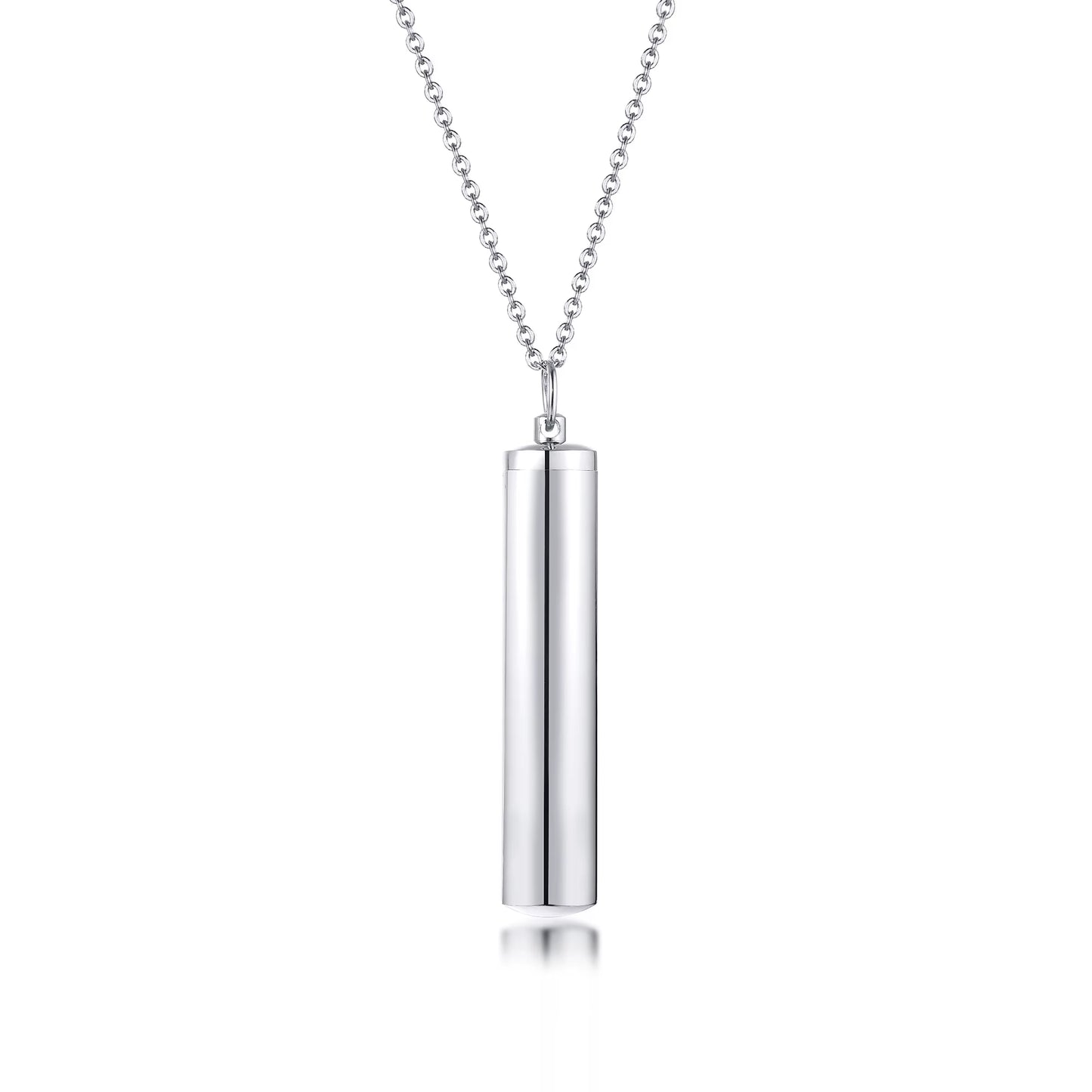 Vnox Memorial Jewelry,Cylinder Open Urn Pendant Necklace,Stainless Steel Cylinder Open Urn Pendant Necklace Steel Color Men'S