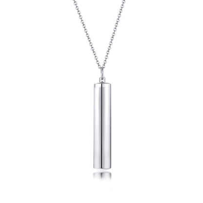 Vnox Memorial Jewelry,Cylinder Open Urn Pendant Necklace,Stainless Steel Cylinder Open Urn Pendant Necklace Steel Color Men'S
